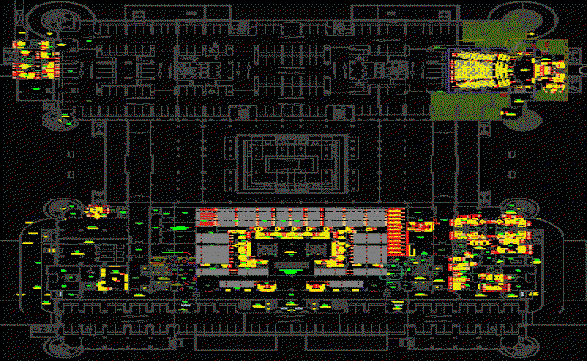 Wide Building Structural Detail Plan Layout in AutoCAD DWG File