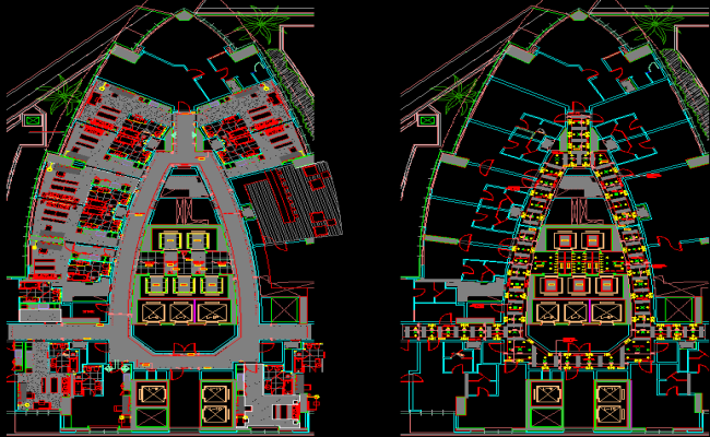 Hotel Building Room Layout Plan with AutoCAD DWG Drawing File