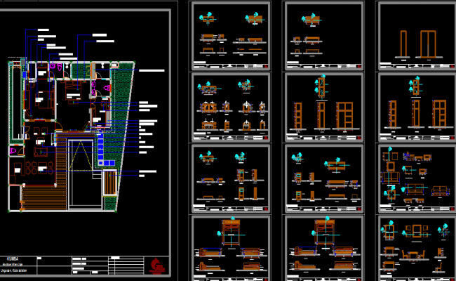Bungalow Interior drawing Design For Layout Plan in CAD File