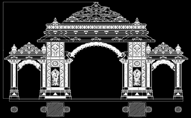 Inner Layout Design of Temple Floor Plan in AutoCAD DWG File