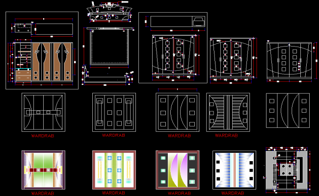 Modern Wardrobe Layout Design with Sections and Details AutoCAD