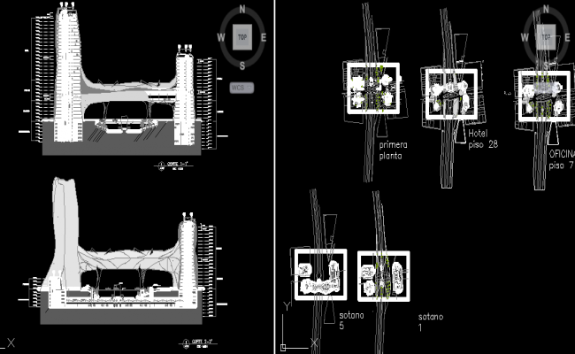 Hotel Building Layout and Construction Details in AutoCAD DWG File