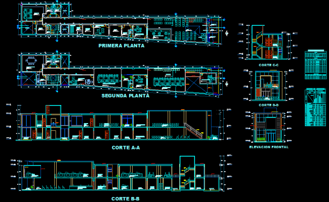 Corporation Bank Section and Elevation Plan Design in CAD File