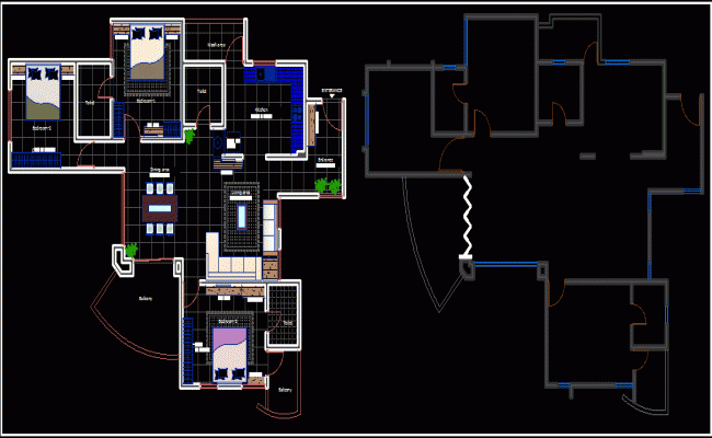 3BHK Single Storey House Plan Layout in AutoDWG CAD File Format
