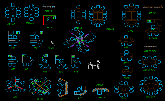 Various Types of Furniture DWG Design Layouts in AutoCAD File