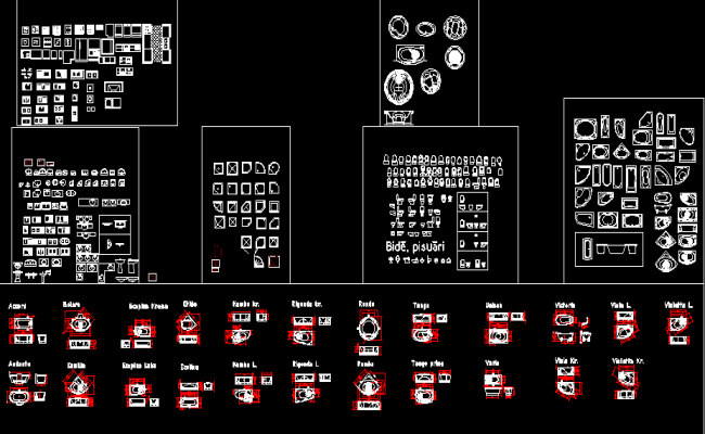 Sanitary Ware CAD Blocks with Detailed AutoCAD DWG Layout Design
