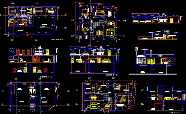Modern Bungalow Style Drawing Design Layout Plan AutoCAD File