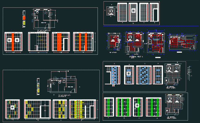 Residential Bathroom and Toilet Section layout in AutoCAD File