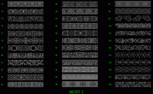 Attractive Architectural Motifs Patterns Design in AutoCAD DWG Format