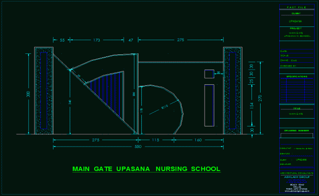 Main Gate DWG CAD Design Drawing Layout for Residential Projects