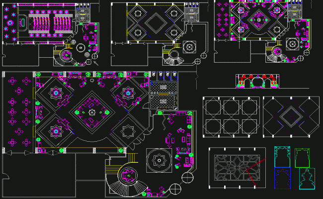 Floor Design DWG Showing Layout, Patterns, and Structural Details