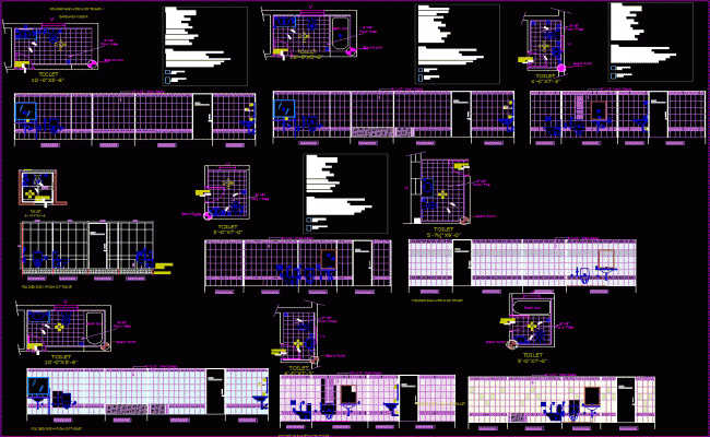 Architectural Toilet Elevation and Section Layout in AutoCAD 2D File