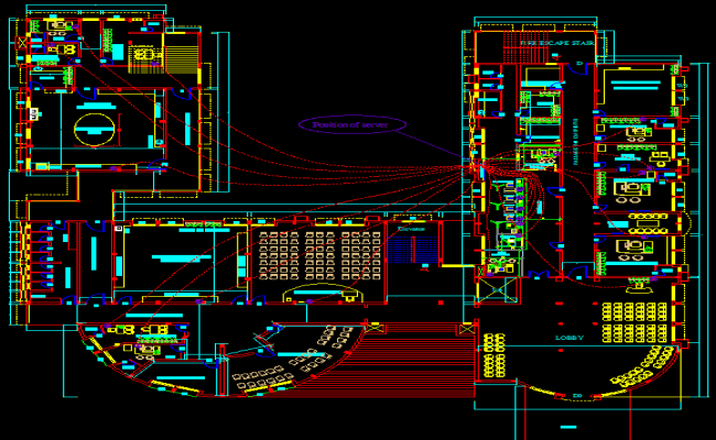 Upasana College DWG Layout Showing Classrooms, Labs, and Corridors