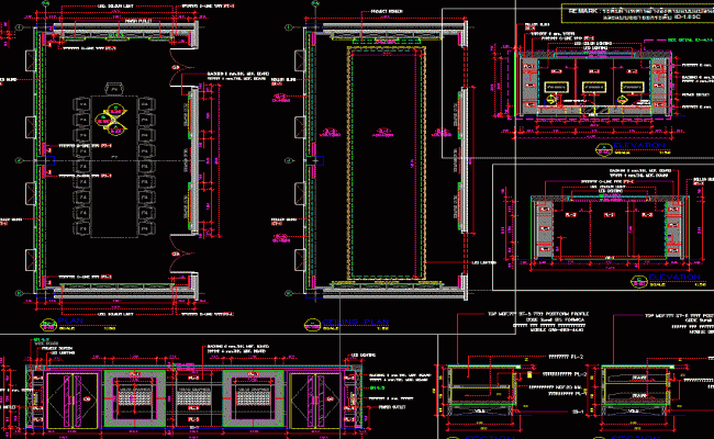 Meeting Room Detailing DWG Showing Tables, Seating, and Interiors