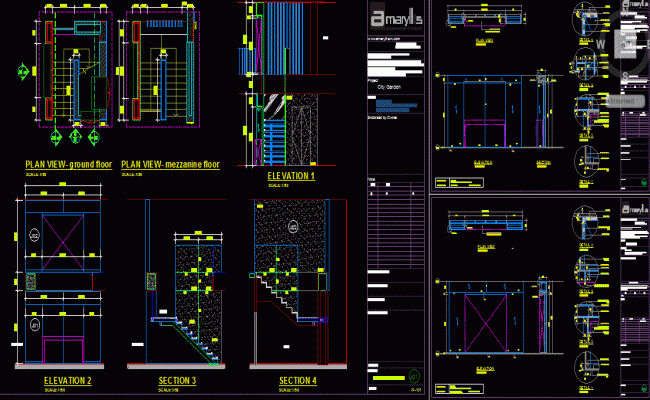 Bungalows Furniture Details with Section Plan and Elevation Layouts