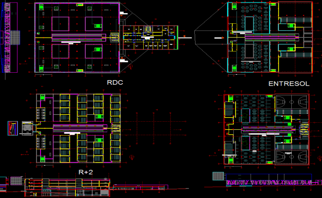 Oxford School DWG Layout for Classrooms, Corridors, and Campus Design