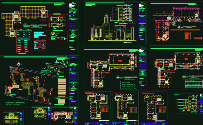 Infant Jesus School DWG Showing Floor Plan, Elevation, and Structure