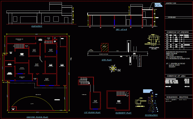 Detailed DWG Plan of School Layout Showing Classrooms and Corridors