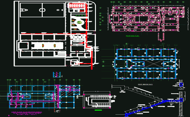 Primary School DWG Layout for Classrooms, Corridors, and Playground