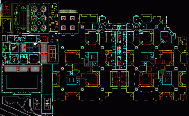 Junior School DWG Layout for Classrooms, Corridors, and Campus Design