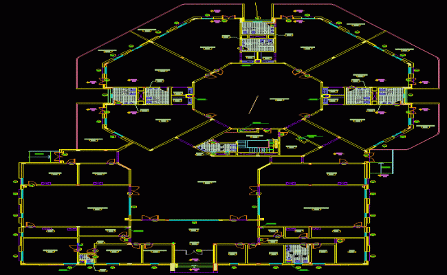 School Building DWG CAD for Classrooms, Corridors, and Floor Planning