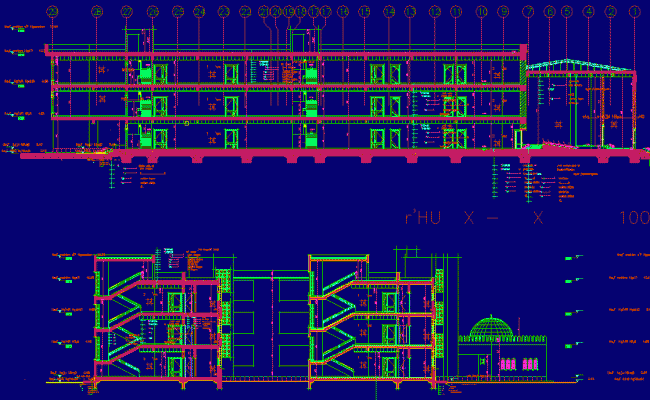 School Elevation DWG Drawing for Architectural and Exterior Design