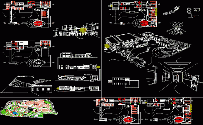 School Building DWG CAD for Classrooms, Corridors, and Campus Design