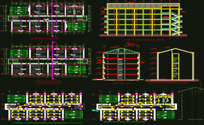 School Detailing DWG Layout for Classrooms, Corridors, and Facilities
