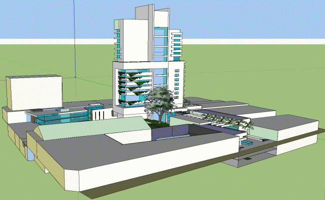 3D Corporate Building DWG Layout for Office Space and Floor Planning
