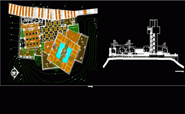 G plus 5 Commercial Building Floor Plan Section and Elevation in CAD