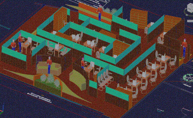 3D Office Interior DWG CAD Design Layout for Workspace Planning