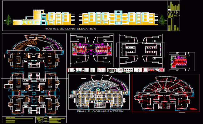 AutoCAD Architectural Design Plan for Modern Hostel Building Layout