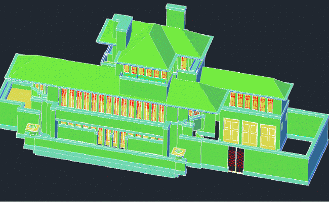 Robie House Design by Famous Architect Frank Lloyd Wright CAD Drawing