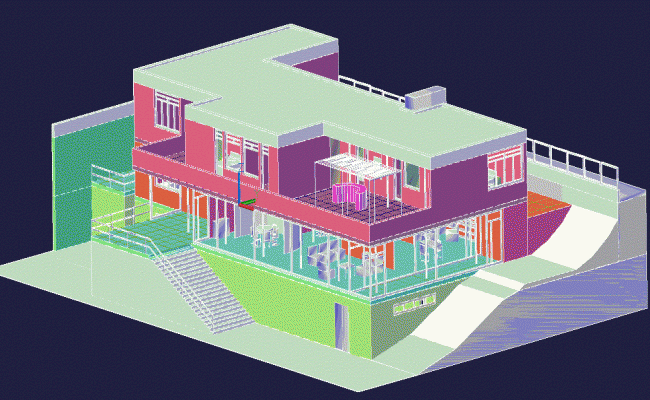Tungedant 3D House DWG CAD Drawing with Detailed Floor Layout