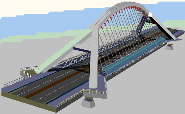 3D Bridge Structure Design For Civil Engineering Layout Plan