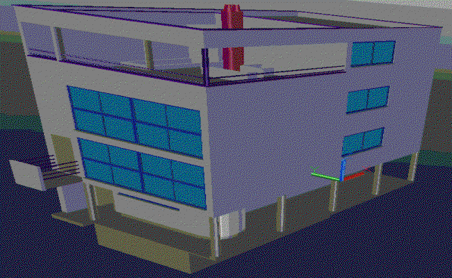 Architectural 3D Commercial Building Drawing in AutoCAD DWG File
