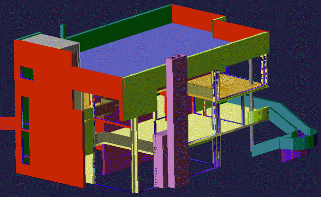 G Plus 1 3D House Elevation DWG CAD Drawing with Detailed Layout