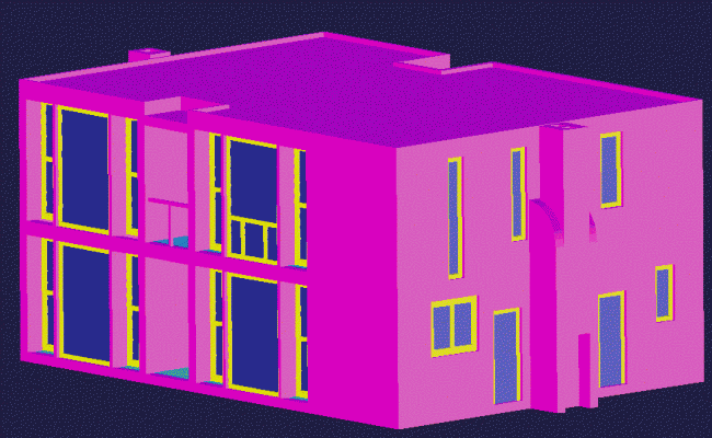 G Plus 1 Pink Color 3D House Elevation CAD File with Detailed Layout