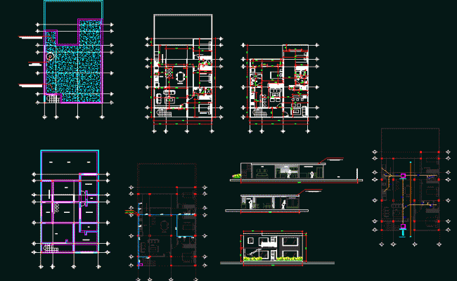Double Story G Plus One House Plans CAD File for Modern Home Design