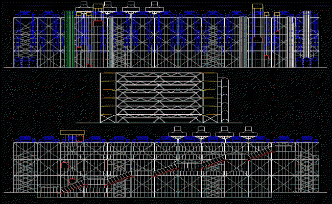 Centre Georges Pompidou Building Elevation Structure CAD Design