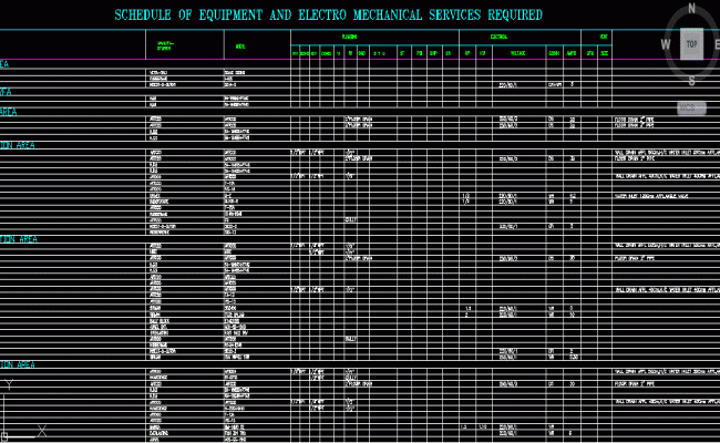 Schedule Equipment Detail DWG File for Mechanical Design Layouts