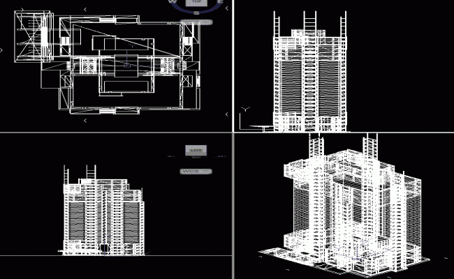High-Rise Skyscraper Building 3D Elevation DWG CAD Drawing File
