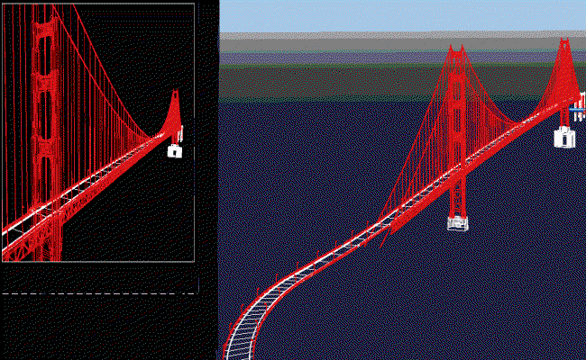 3D Suspension Bridge AutoCAD DWG File with Structural Details