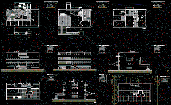 Villa Stein Le Corbusier AutoCAD DWG File with Plan and Section