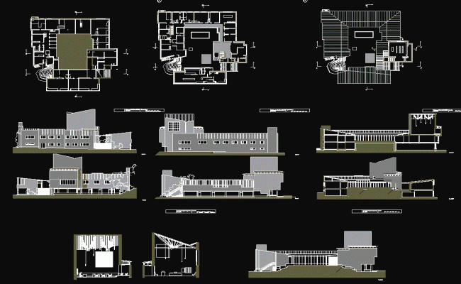 Town Hall Alvar Aalto Floor Plans and Elevation DWG CAD File