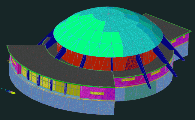 Planetario Humboldt 3D AutoCAD DWG File with Dome Structure Design