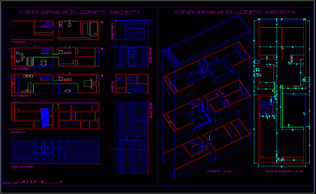 Housing in Ligornetto Mario Botta AutoCAD DWG Architectural Design