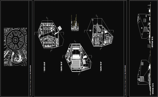 Music House Floor Plan with Auditorium and Elevation DWG File