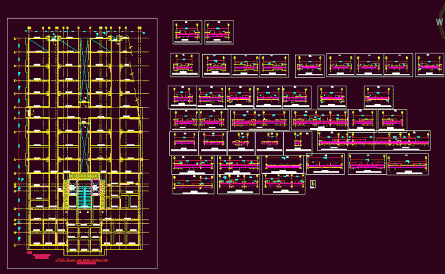 Hospital Beam Framing Plan CAD Drawing for Structural Design