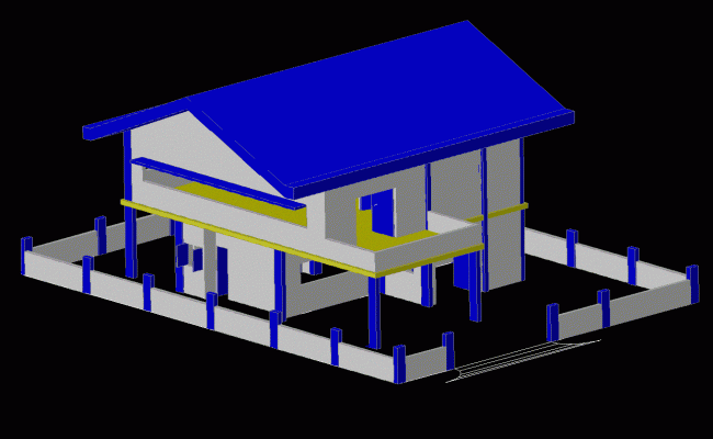 3D American Style House Elevation DWG Design for Modern Architects